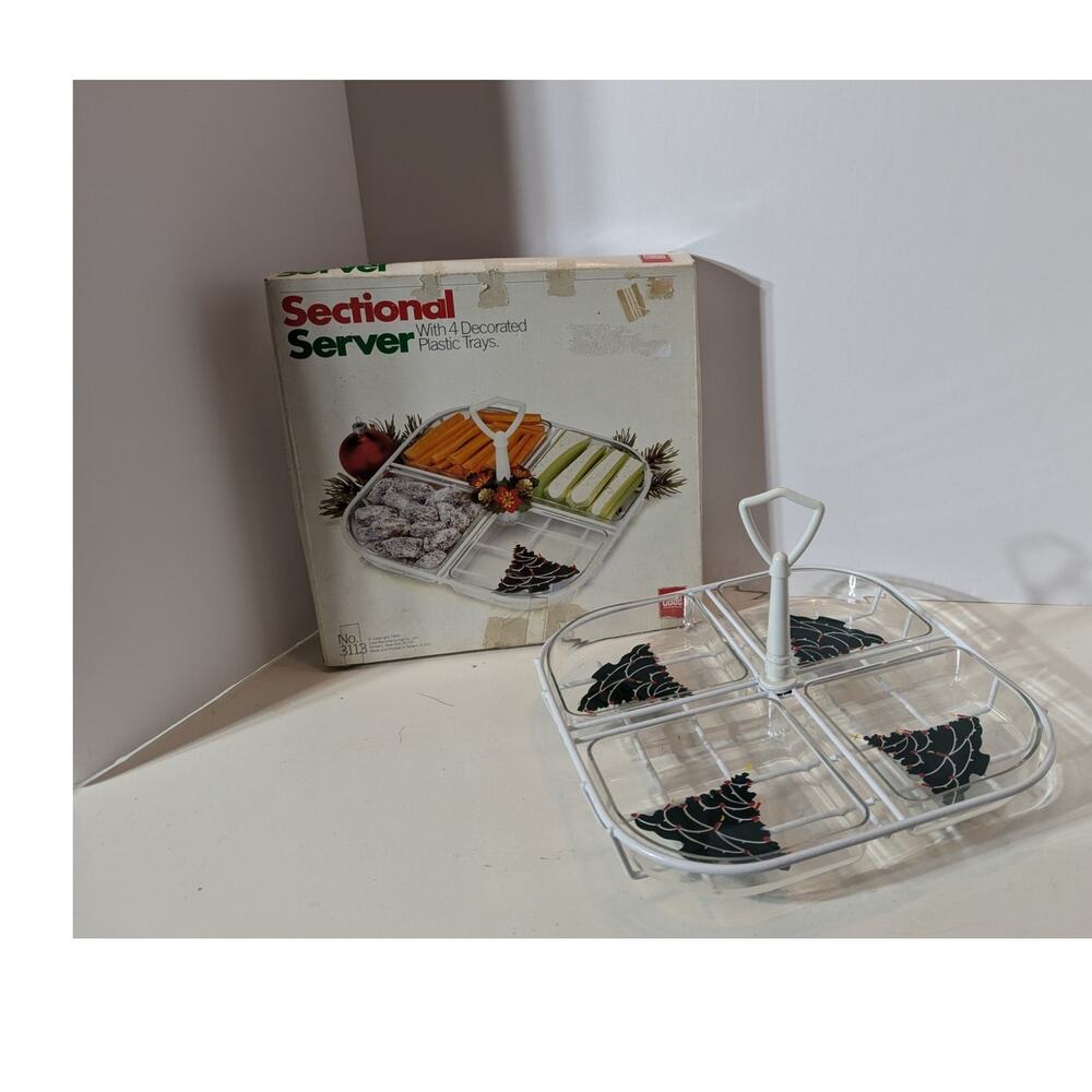 VGT 1980's Christmas Sectional Server Tray w/ Box
